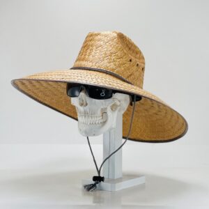 Gardening & Fishing Straw Hat, Brim size 5.75” in. inside circumference about 23” in. Overall hat size total sun coverage 19.5” x 17.5” in.