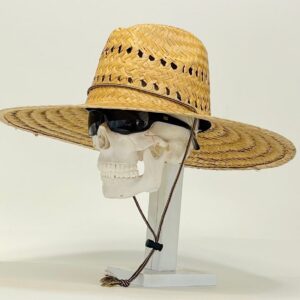 Indiana-Pescador, hand woven straw hat, ventilated, all natural, brim size about 5” in. The inside circumference about 23.1/4”inches