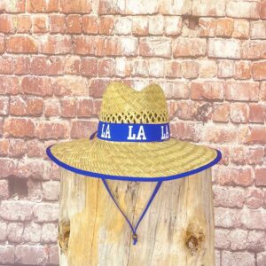 LA BLUE Bandana Straw Hat, well ventilated, blue bandana with matching edge and chin strap, great for any outdoor activity! Let’s go Dodgers